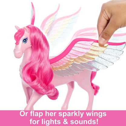 Barbie Pink Barbie Pegasus with 10 Accessories Including Puppy, Winged Horse Toys with Lights and Sounds, Barbie A Touch of Magic (Amazon Exclusive)