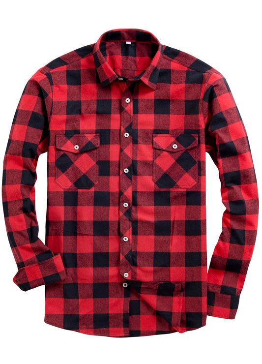 Alimens & Gentle Men's Button Down Regular Fit Long Sleeve Plaid Flannel Casual Shirts