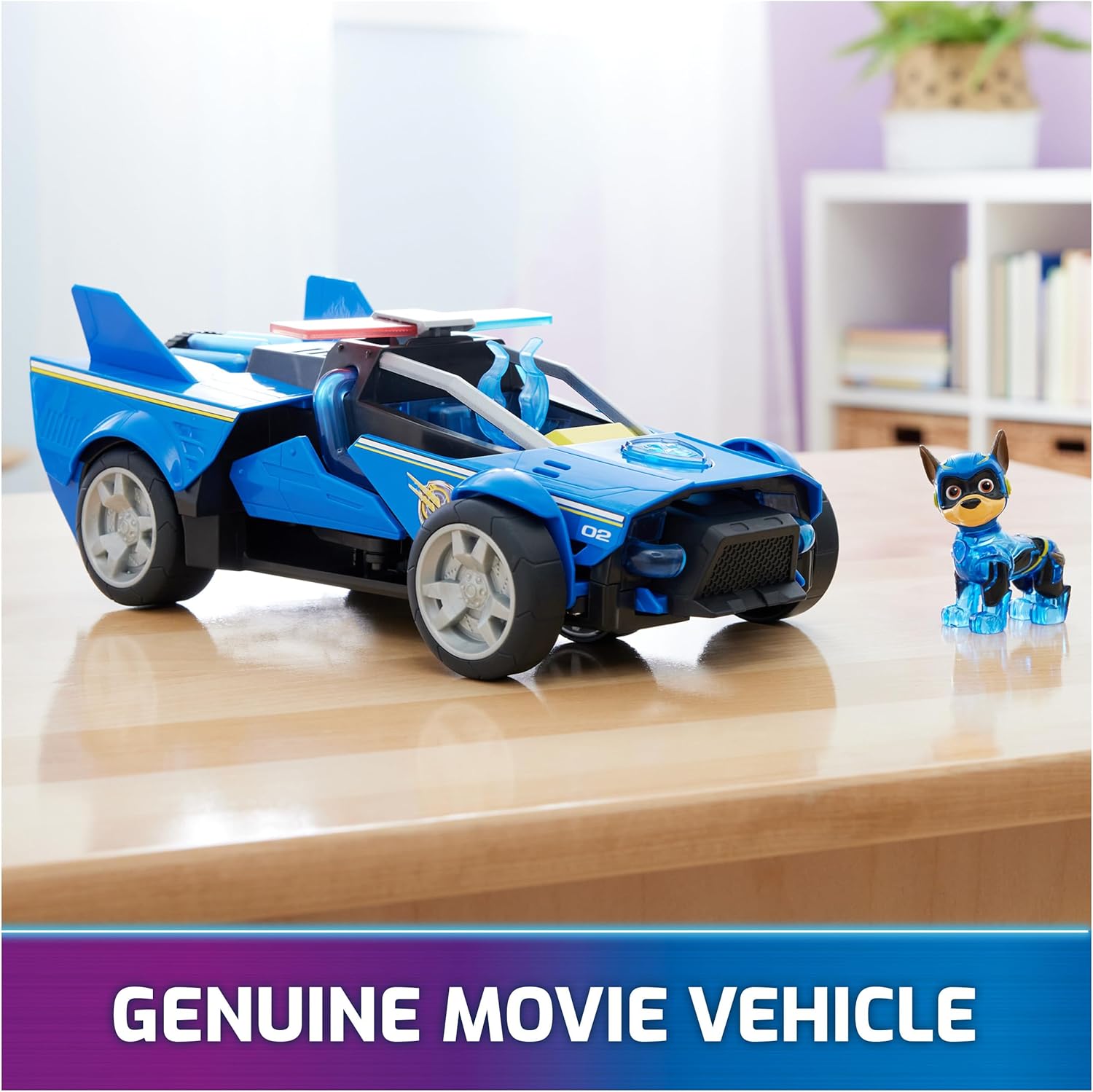 Paw Patrol: The Mighty Movie, Chase’s Mighty Transforming Cruiser with Mighty Pups Action Figure, Lights and Sounds, Kids Toys for Boys & Girls 3+