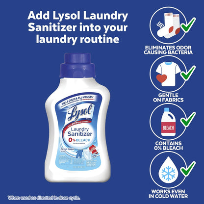 Lysol Laundry Sanitizer Additive, Sanitizing Liquid for Clothes and Linens, Eliminates Odor Causing Bacteria, Crisp Linen, 41oz