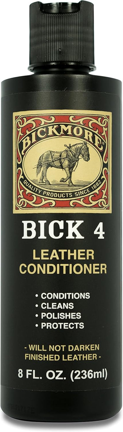 Bick 4 Leather Conditioner and Leather Cleaner 8 oz - Will Not Darken Leather - Safe For All Colors of Leather Apparel, Furniture, Jackets, Shoes, Auto Interiors, Bags & All Other Leather Accessories