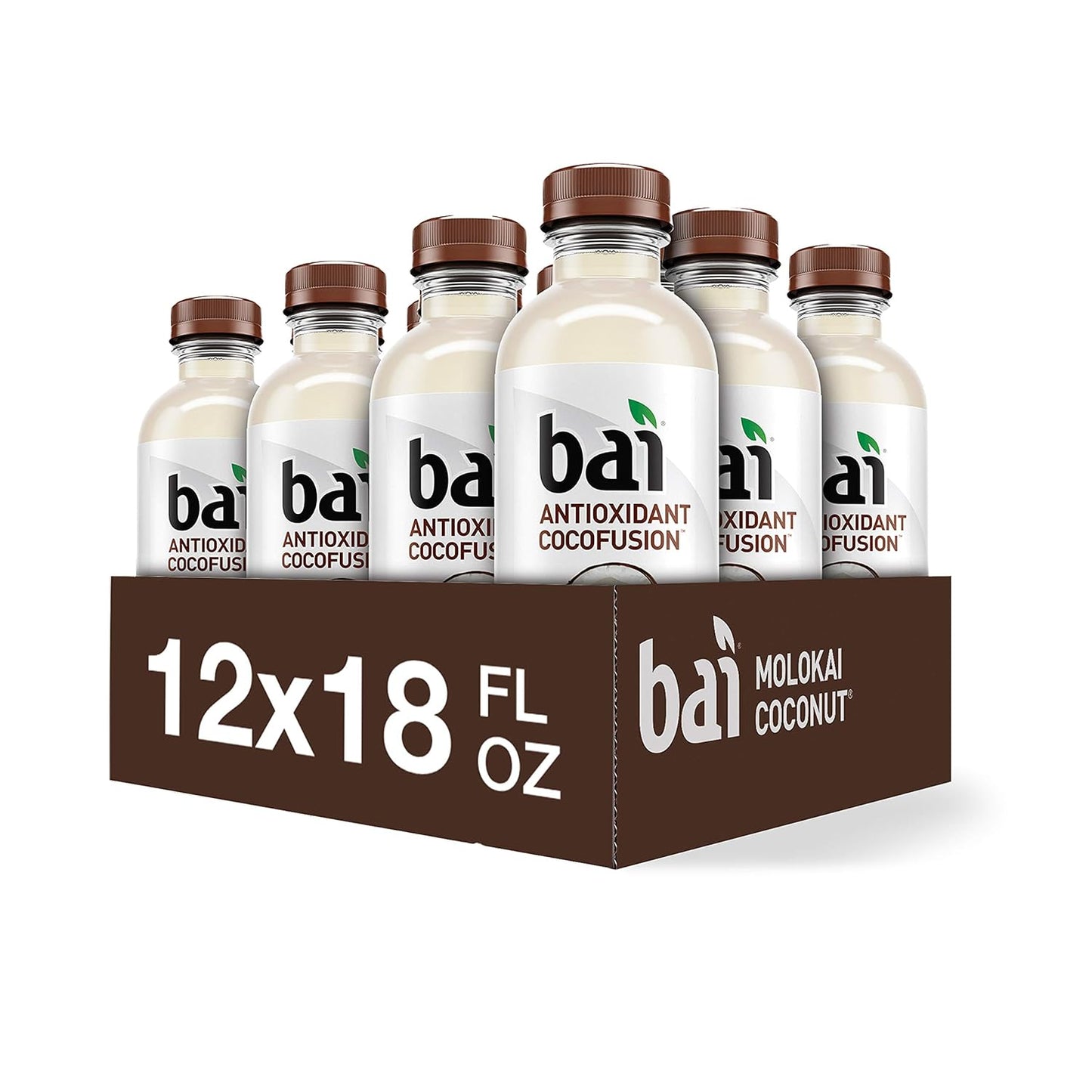 Bai Coconut Flavored Water, Molokai Coconut, Antioxidant Infused Drinks, 18 Fluid Ounce Bottles, (Pack of 12)