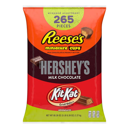 HERSHEY'S, KIT KAT and REESE'S Assorted Milk Chocolate, Easter Candy Variety Bag, 80.39 oz (265 Pieces)