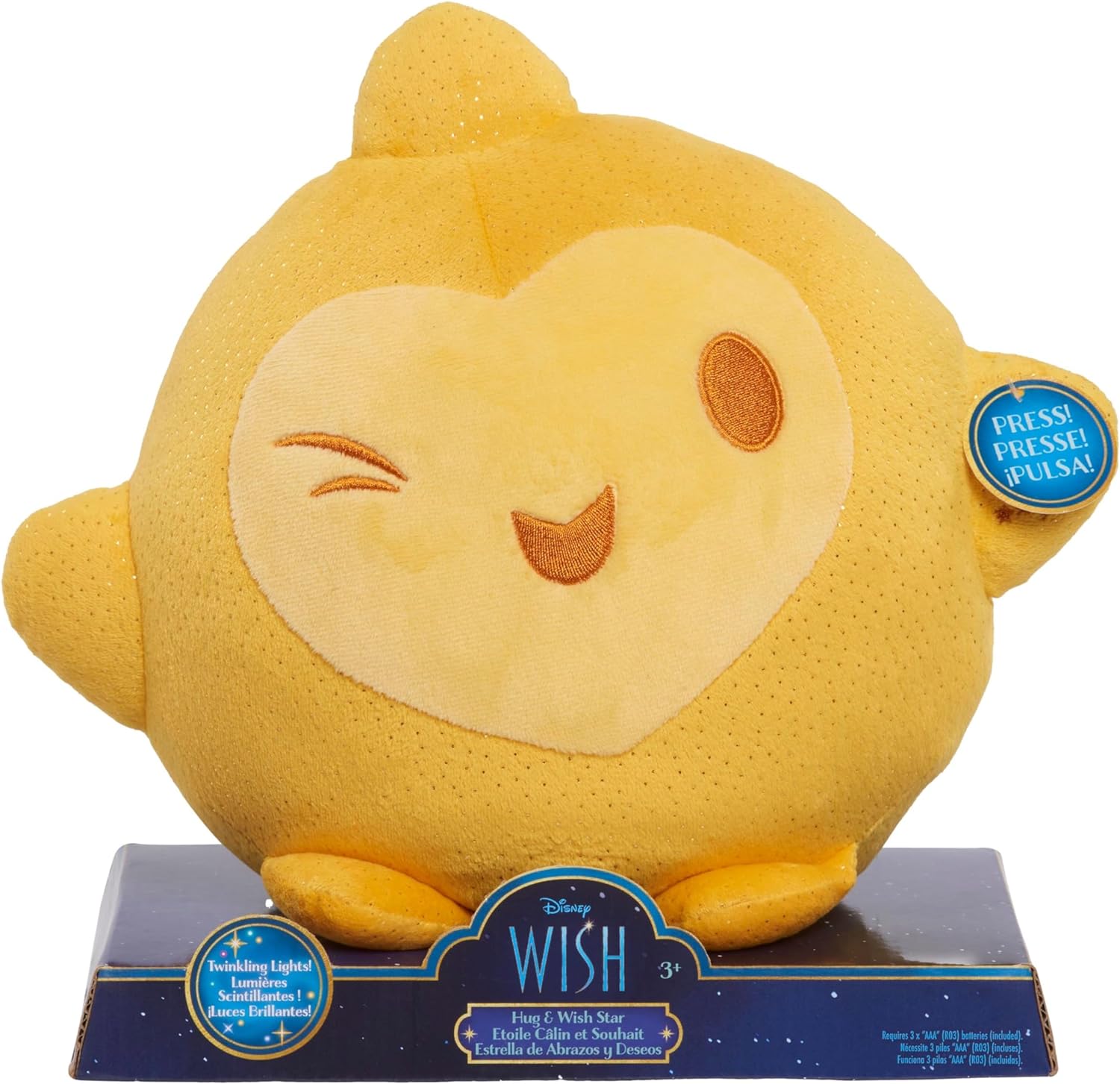 Disney Wish Hug & Wish Star 10-Inch Glowing Plush Star, Soothing Night Light, Officially Licensed Kids Toys for Ages 3 Up by Just Play