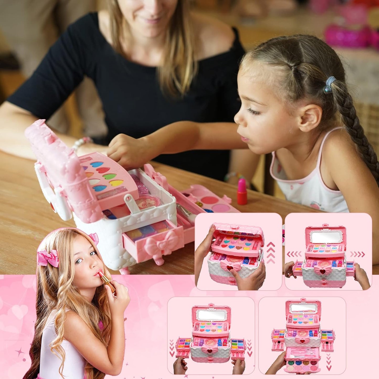 Kids Makeup Kit for Girl - Kids Makeup Kit Toys for Girls,Play Real Makeup Girls Toys, Washable Make Up for Little Girls, Non ToxicToddlers Pretend Cosmetic Kits,Age3-12 Year Old Children Gift