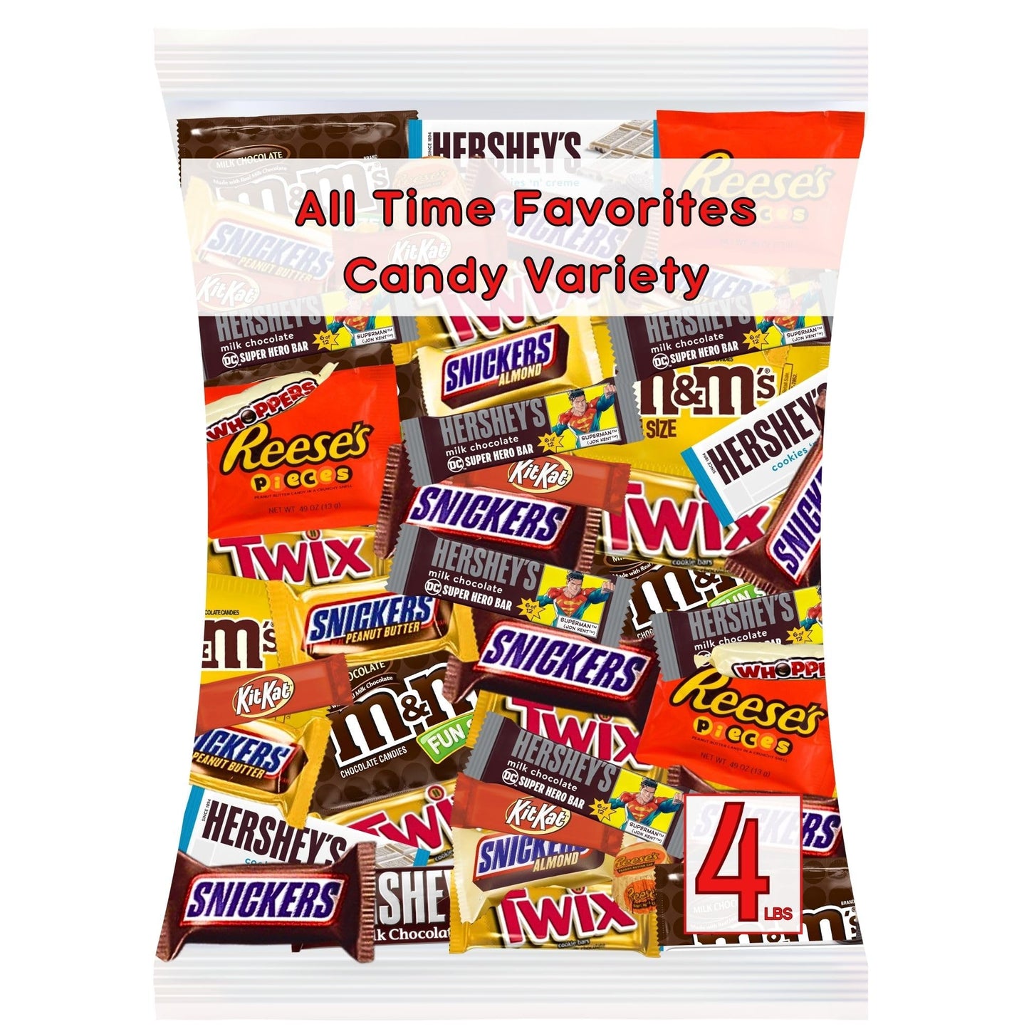 ULTIMATE Assorted 4 Lb. Chocolate Candy Variety Pack, Bulk Mega Candy Mix, Fun Size Assortment, Individually Wrapped Minis, Great for Valentine Exchanges, Parties, Parades & Pinatas! (All Time Favorites, 4 Lbs.)