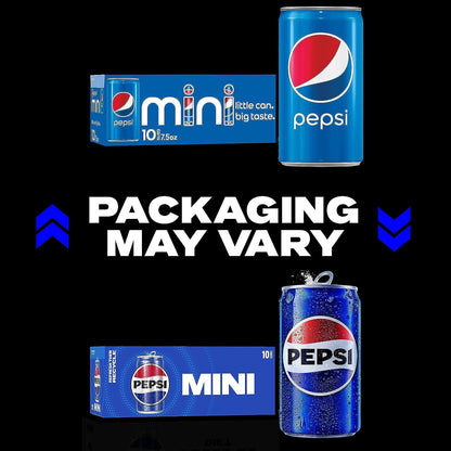 Pepsi Soda, Mini Cans, 7.5 Ounce (Pack of 10)