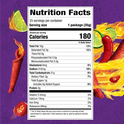 Takis Fuego Mini 25 pc / 1.23 oz Bite Size Multipack, Hot Chili Pepper & Lime Flavored Extreme Spicy Rolled Tortilla Chips