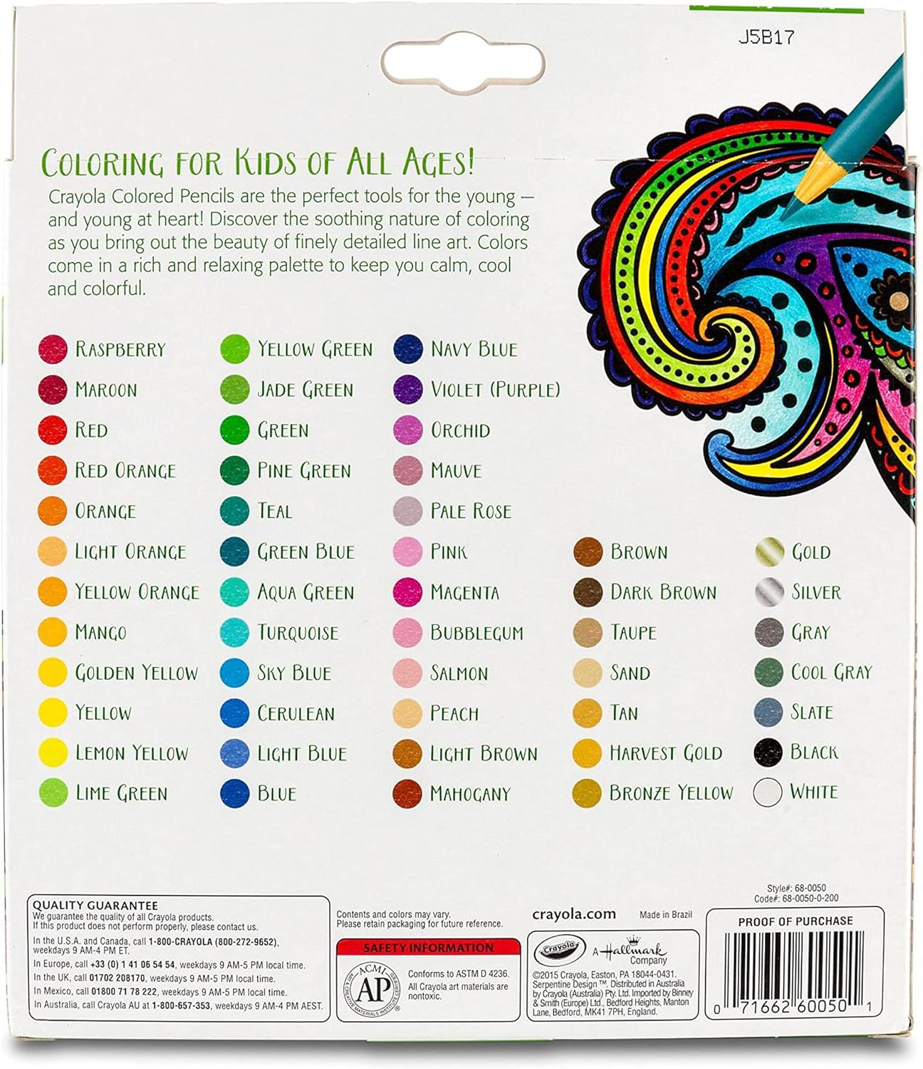 Crayola Colored Pencils For Adults (50 Count), Colored Pencil Set, Pair With Adult Coloring Books, Art Supplies, Holiday Gifts [Amazon Exclusive]