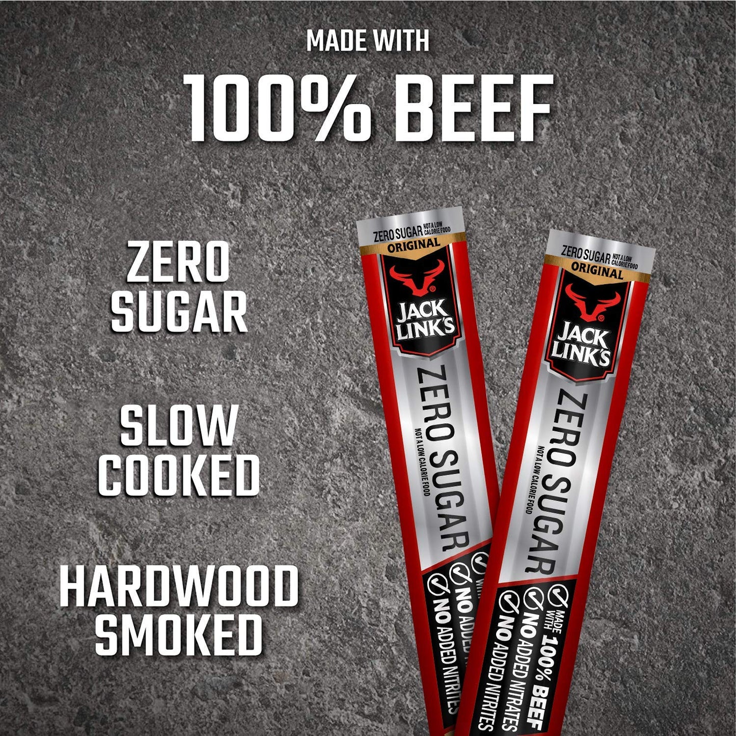 Jack Link's Beef Sticks, Zero Sugar, Original – Protein Snack, Meat Stick with 6g of Protein, Made with 100% Beef, Great Stocking Stuffer Gift, No Added MSG – 0.92 Oz. (20 Count)