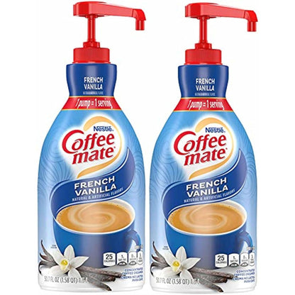 Nestle Coffee mate Coffee Creamer, French Vanilla, Concentrated Liquid Pump Bottle, Non Dairy, No Refrigeration, 50.7 Fl. Oz (Pack of 2)