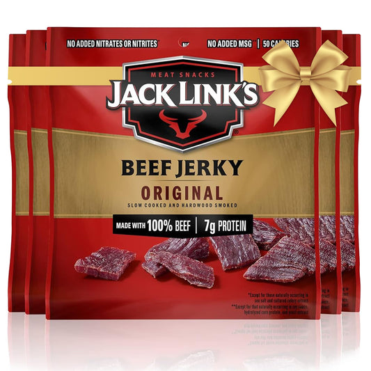 Jack Link's Beef Jerky, Original - Flavorful Meat Snack for Lunches, Ready to Eat - 7g of Protein, Made with Premium Beef - 0.625 Oz Bags (Pack of 5)