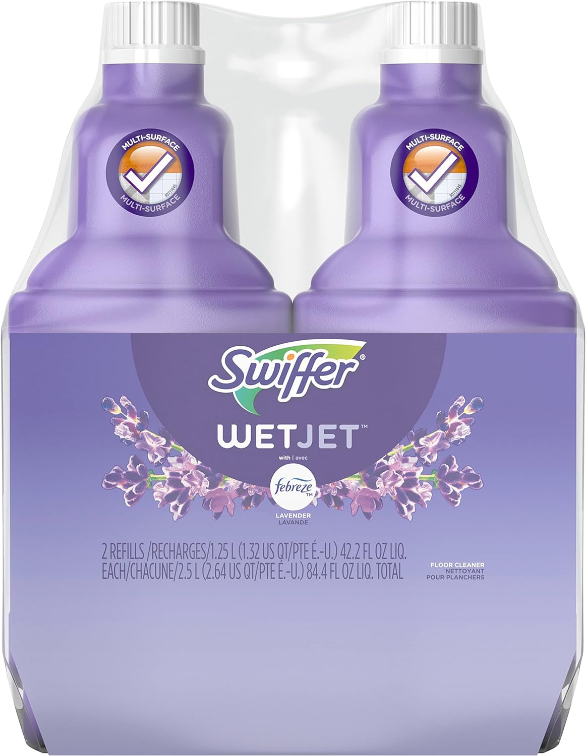 Swiffer WetJet Multi-Purpose Floor Cleaner Solution with Febreze Refill, Lavender Scent, 42.2 Fl Oz (Pack of 2)