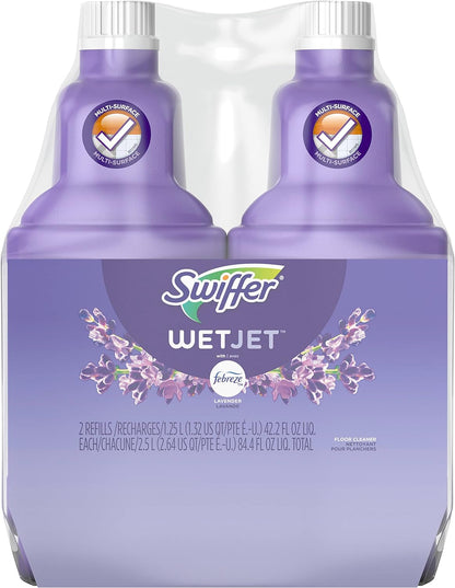 Swiffer WetJet Multi-Purpose Floor Cleaner Solution with Febreze Refill, Lavender Scent, 42.2 Fl Oz (Pack of 2)