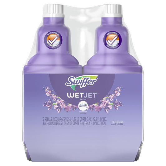 Swiffer WetJet Multi-Purpose Floor Cleaner Solution with Febreze Refill, Lavender Scent, 42.2 Fl Oz (Pack of 2)