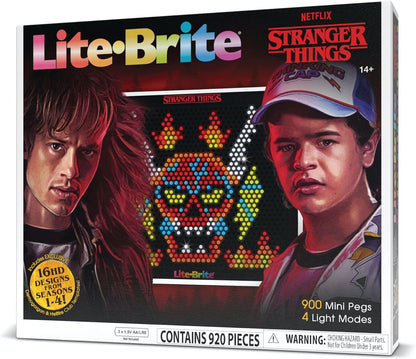 Lite-Brite Stranger Things Special Edition - Demogorgon Hunters - Amazon Exclusive - High-Definition Grid, 16 HD Templates, 900 Mini Pegs, Stickers, Branded Storage Pouch, Ages 14+