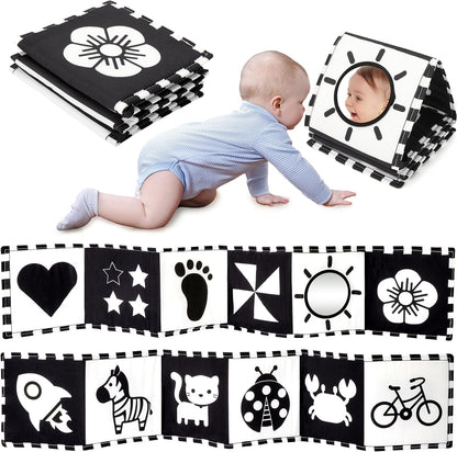 URMYWO Black and White Baby Toys 0-3 Months, High Contrast Newborn Toys 0-3 Months Brain Development, Tummy Time Toys, Soft Baby Book, Infant Toys 0-6-12 Months Visual Stimulation Montessori Toy Gift