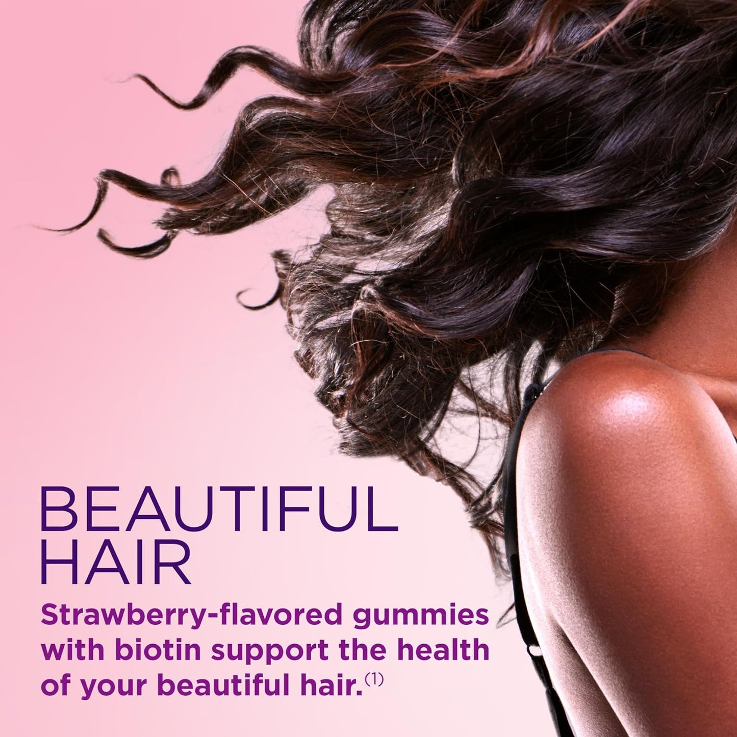 Nature's Bounty Optimal Solutions Hair, Skin & Nails Vitamin Gummies with Biotin, 2500 mcg, Strawberry, 80 Count Bottles