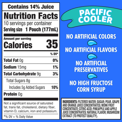 Capri Sun Pacific Cooler Mixed Fruit Naturally Flavored Kids Juice Drink Blend (10 ct Box, 6 fl oz Pouches)