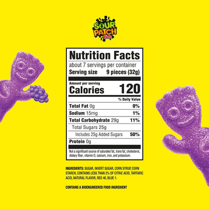 SOUR PATCH KIDS Grape Soft & Chewy Candy, 8.02 oz