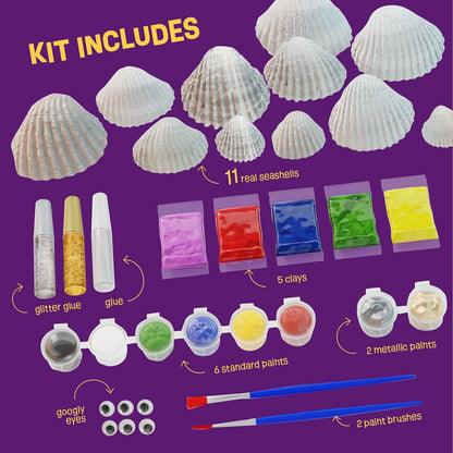 Kids Sea Shell Painting Kit - Arts & Crafts Gifts for Boys and Girls - Craft Activities Kits - Creative Art Activity Gift Toys for Age 4, 5, 6, 7, 8, 9, 10, 11 & 12 Year Old 4-6, 4-8, 8-12