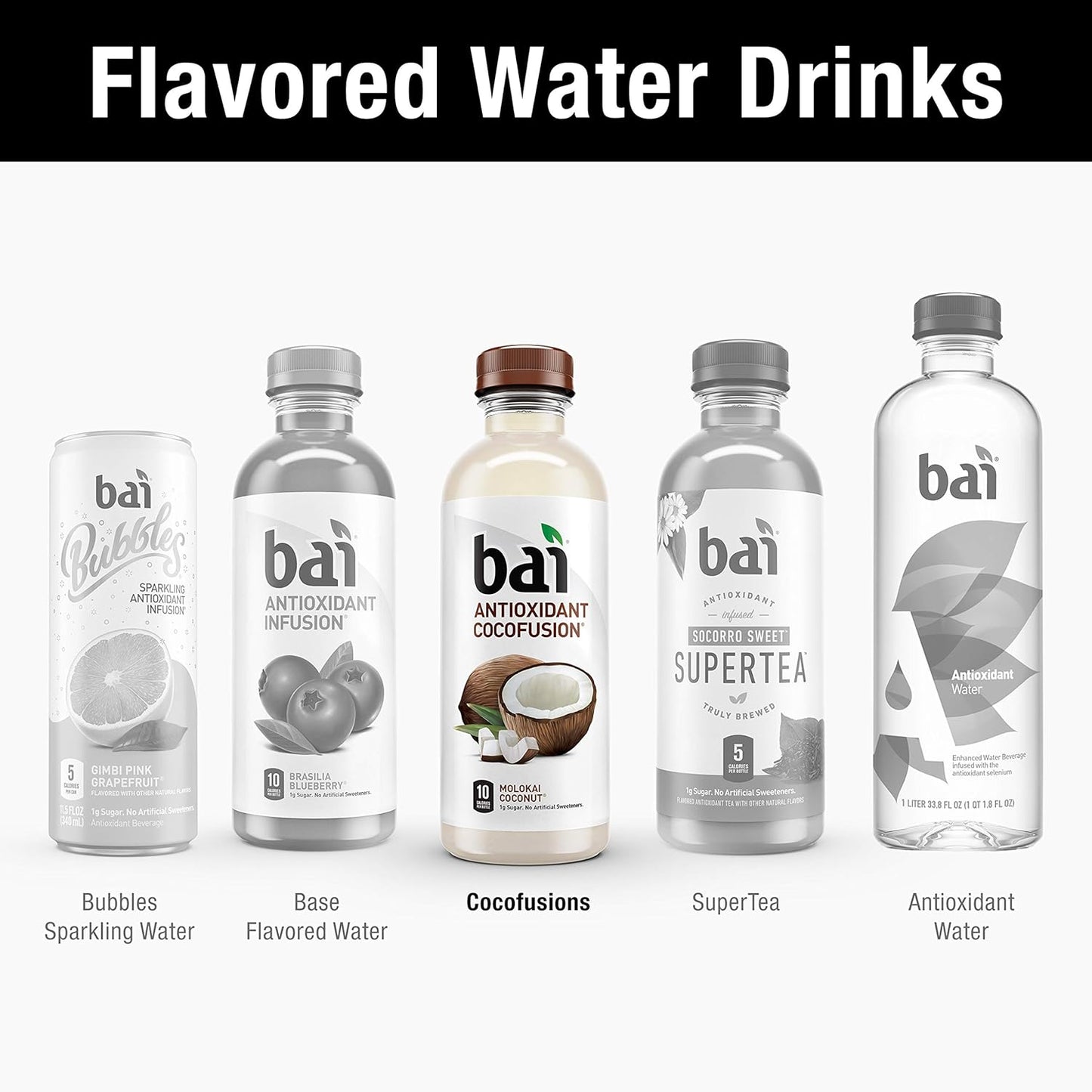 Bai Coconut Flavored Water, Molokai Coconut, Antioxidant Infused Drinks, 18 Fluid Ounce Bottles, (Pack of 12)