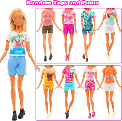 48 PCS Doll Clothes and Accessories 3 PCS Fashion Dresses 3 Tops 3 Pants 3 PCS Party Dresses 2 Sets Swimsuits Bikini 6 Braces Skirt 6 Necklace 10 Hangers and 15 pcs Shoes for 11.5 inch Doll