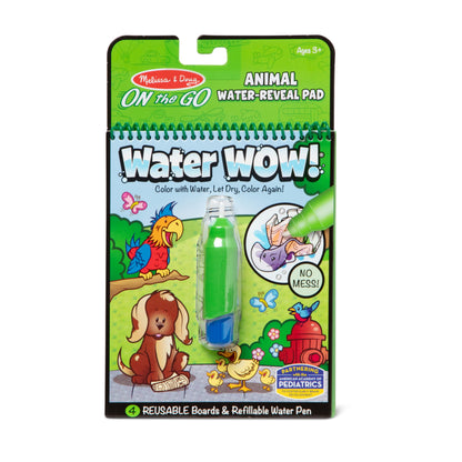 Melissa & Doug On the Go Water Wow! Reusable Water-Reveal Activity Pad - Animals - Stocking Stuffers, Animals, Mess Free Coloring For Toddlers Ages 3+, Travel Toys, 1 Count (Pack of 1)