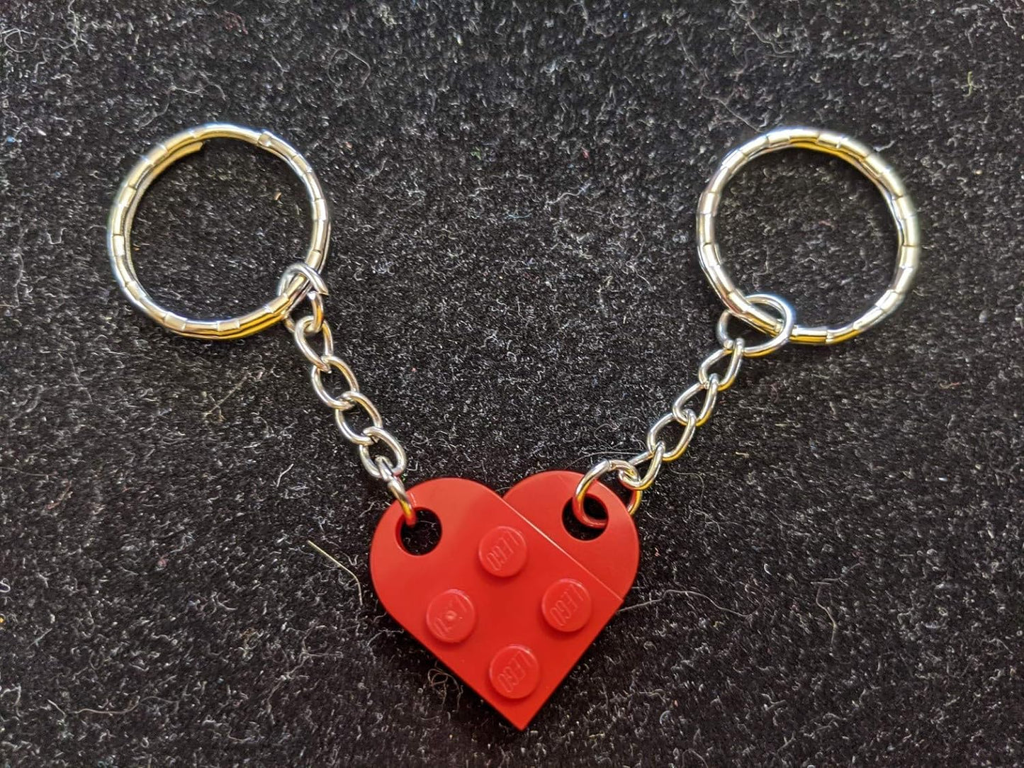 BrickCrafts Basic LEGO Brick Heart Keychain Set (Set of 2) - 17 colors mix/match