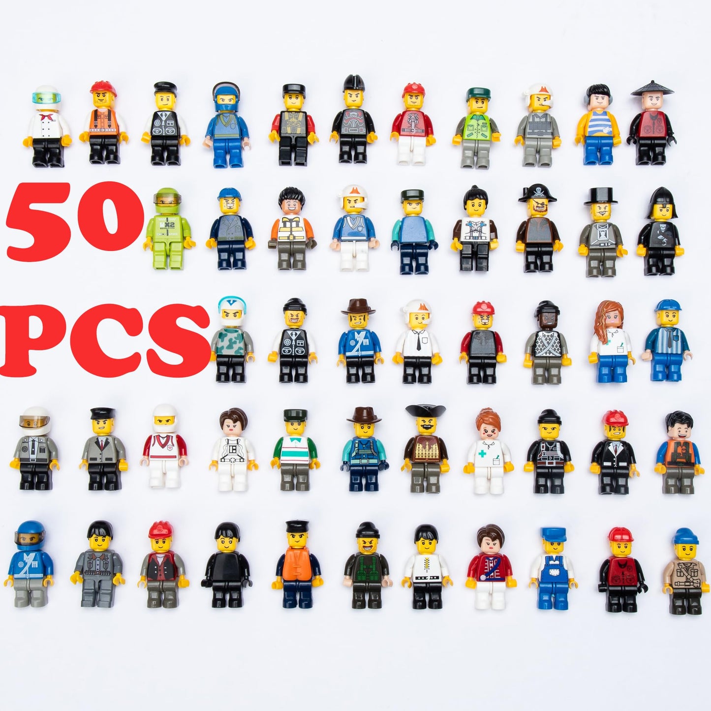 Yanscian Minifigures, Minifigs, Action Figure, Mini Figure Toy, MINIFIG People, Mystery Pack (Random 50 Minifig Included)