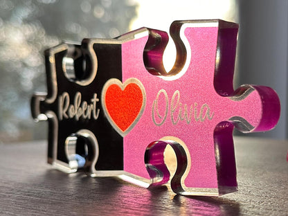 Personalized Puzzle Name Sign for Couples, Valentines Day Gifts for Her Him, 0.45in Thick Acrylic - Love Is The Piece That Holds Us Together, Personalized Romantic Gifts for Her