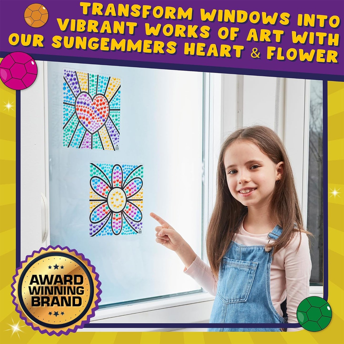 SUNGEMMERS Window Art Suncatcher Kits - Great Birthday Gift Idea, 6 7 8 9 10 11 12 Year Old Girl - Fun Arts for Kids, Spring Crafts