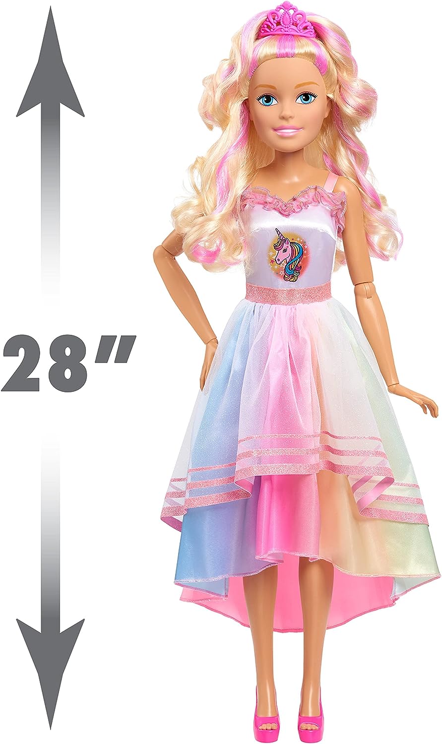 Just Play Barbie 28-inch Best Fashion Friend Unicorn Party Doll, Blonde Hair, Kids Toys for Ages 3 Up, Amazon Exclusive