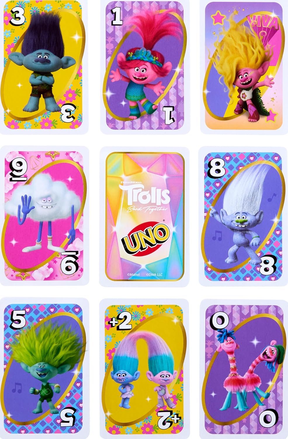 Mattel Games UNO Dreamworks Trolls Band Together Card Game for Family Night Travel and Camping Inspired by the Movie