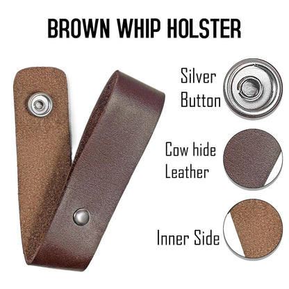 Leather Whip Holster Indiana Jones Whip Holder Holster Accessories for Better Security Original Cow Hide Leather Whip Holder (Brown)