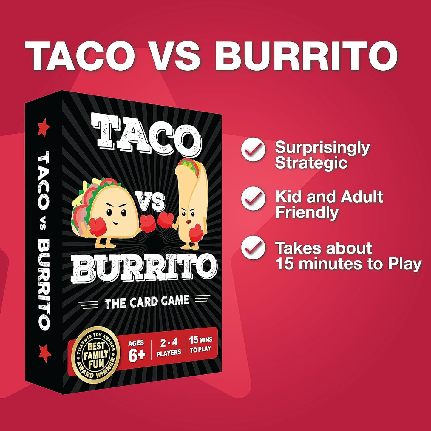 Taco vs Burrito Family Board Games for Kids 6-8, 8-12 & Up - Fun Card Games for Kids and Families, Kids Family Game Night