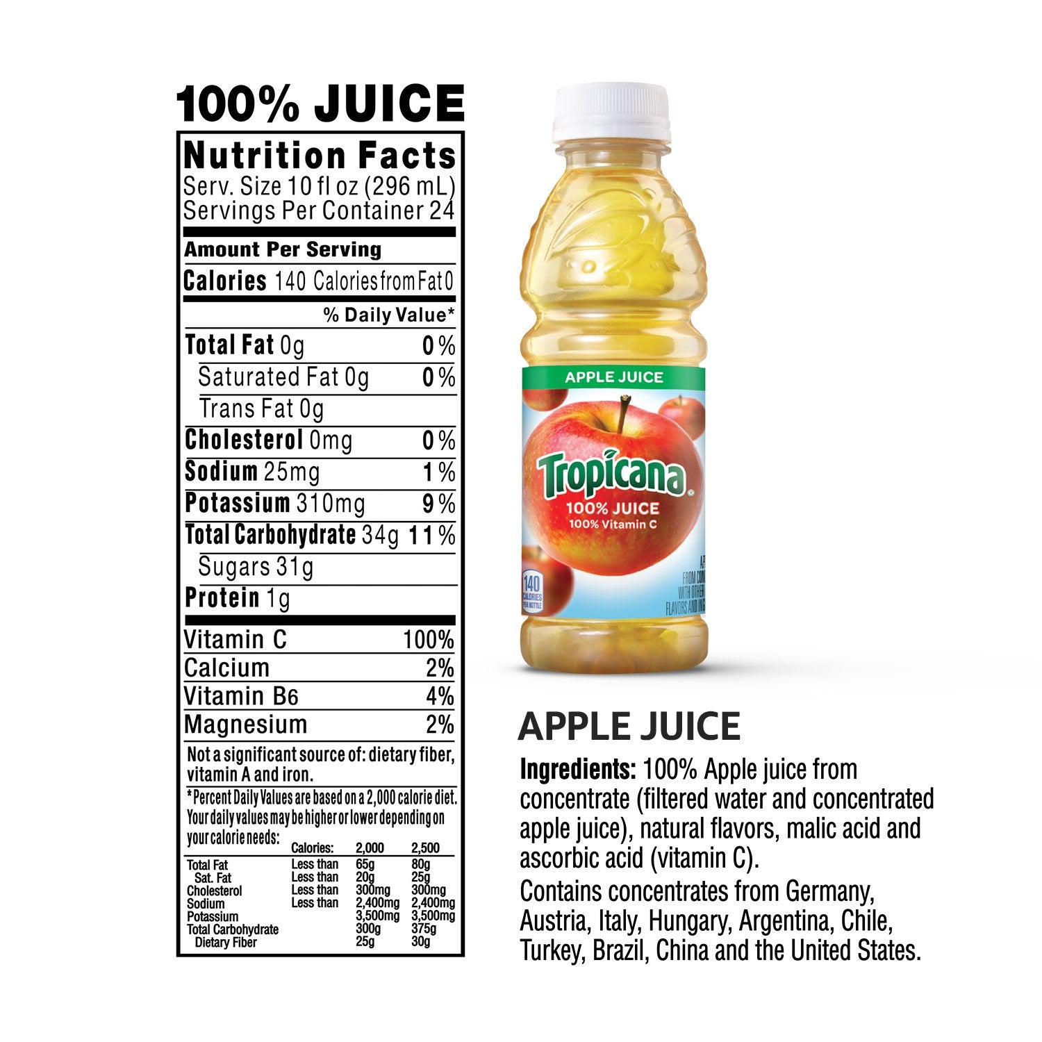 Tropicana 100% Juice, 3 flavor, 10 fl oz (Pack of 24) - Apple Juice, Fruit Medley, Orange Juice