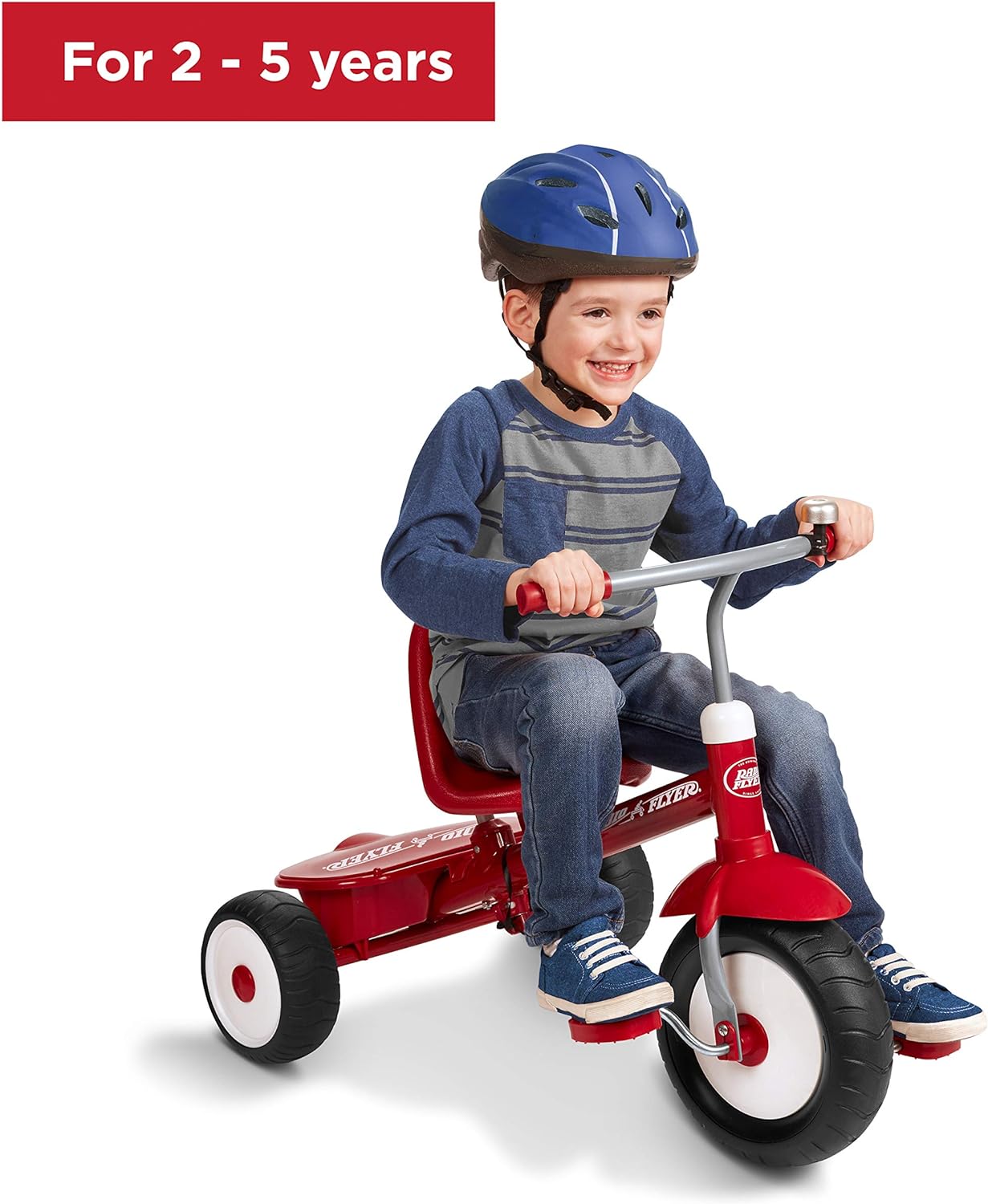 Radio Flyer Deluxe Steer & Stroll Ride-On Trike, Tricycle For Toddlers Age 2-5, Toddler Bike, Red