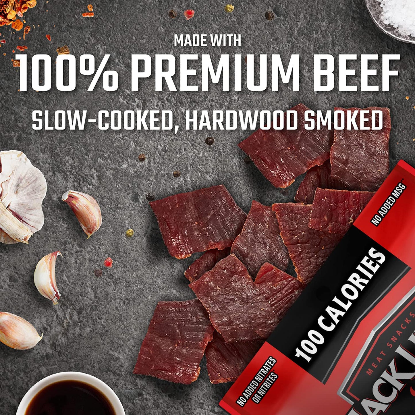 Jack Link's Beef Jerky Variety - Includes Original and Teriyaki Flavors, On the Go Snacks, Great Stocking Stuffer Gift, 13g of Protein Per Serving, 9 Count of 1.25 Oz Bags