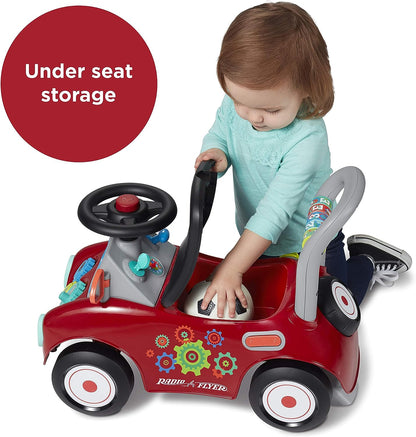 Radio Flyer Busy Buggy, Sit to Stand Toddler Ride On Toy, Ages 1-3, Red Kids Ride On Toy, Large