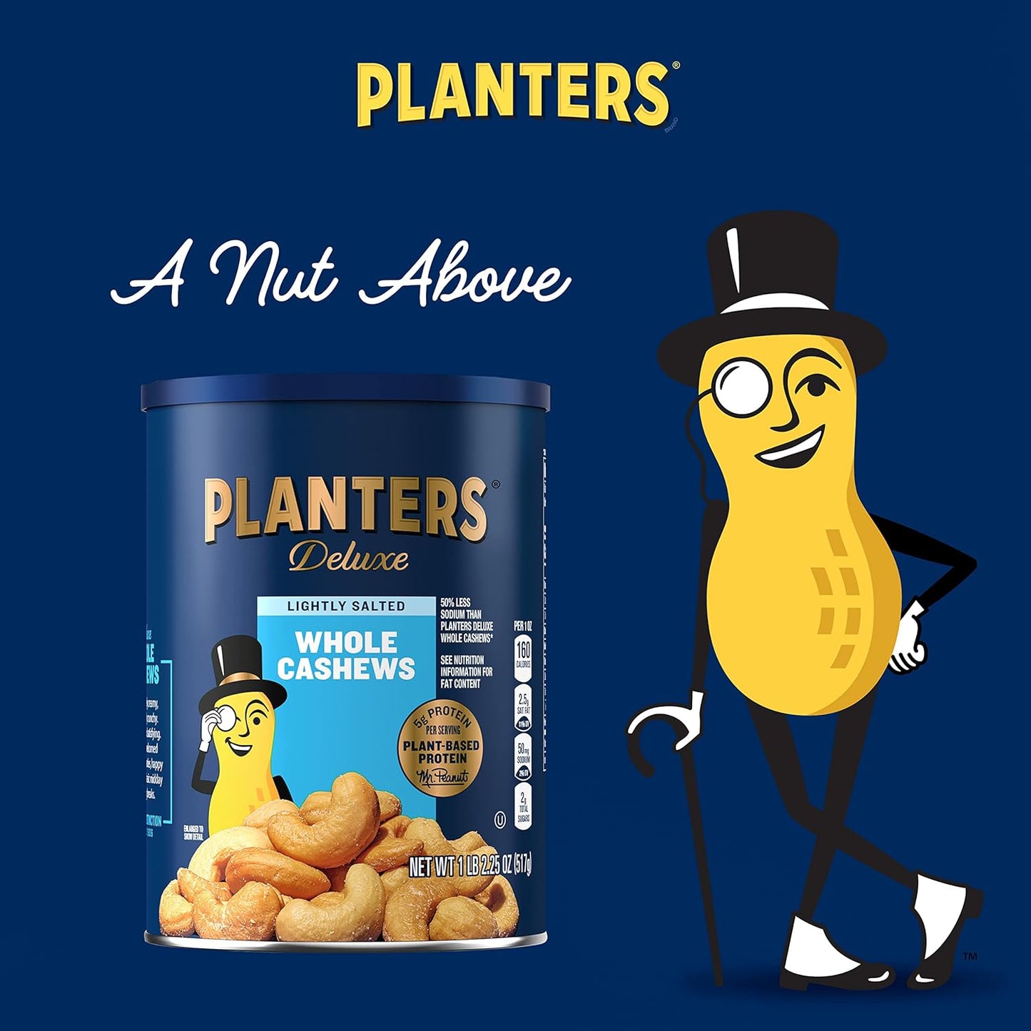 Planters Lightly Salted Deluxe Whole Cashews (1lb 2.25oz Canister)