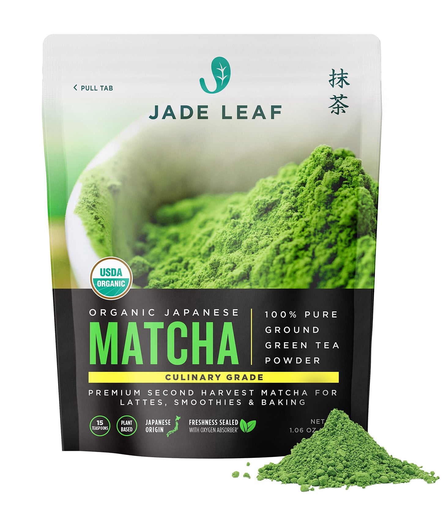 Jade Leaf Matcha Organic Green Tea Powder - Culinary Grade Premium Second Harvest - Authentic Japanese Origin (1.06 Ounce Pouch)