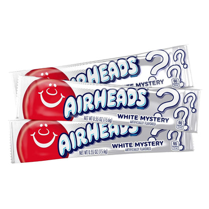 Airheads Candy, White Mystery Flavor, Individually Wrapped Full Size Bars, Taffy, Non Melting, Party, Pack of 36 Bars