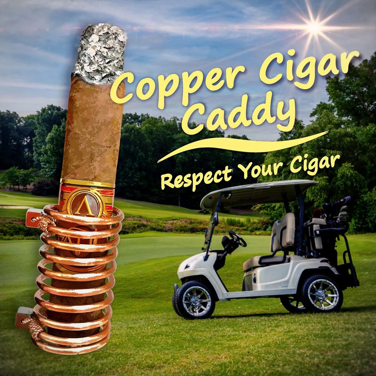 Cigar Holder for Golf Cart - Handmade Copper