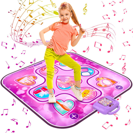 Dance Mat Toys for 3-12 Years Old Girls Birthday Gifts, Musical Dance Mat for Kids, Dance Pad with LED Lights, 6 Game Modes, Built-in Music, Adjustable Volume, Christmas Birthday Gifts for Boys Girls