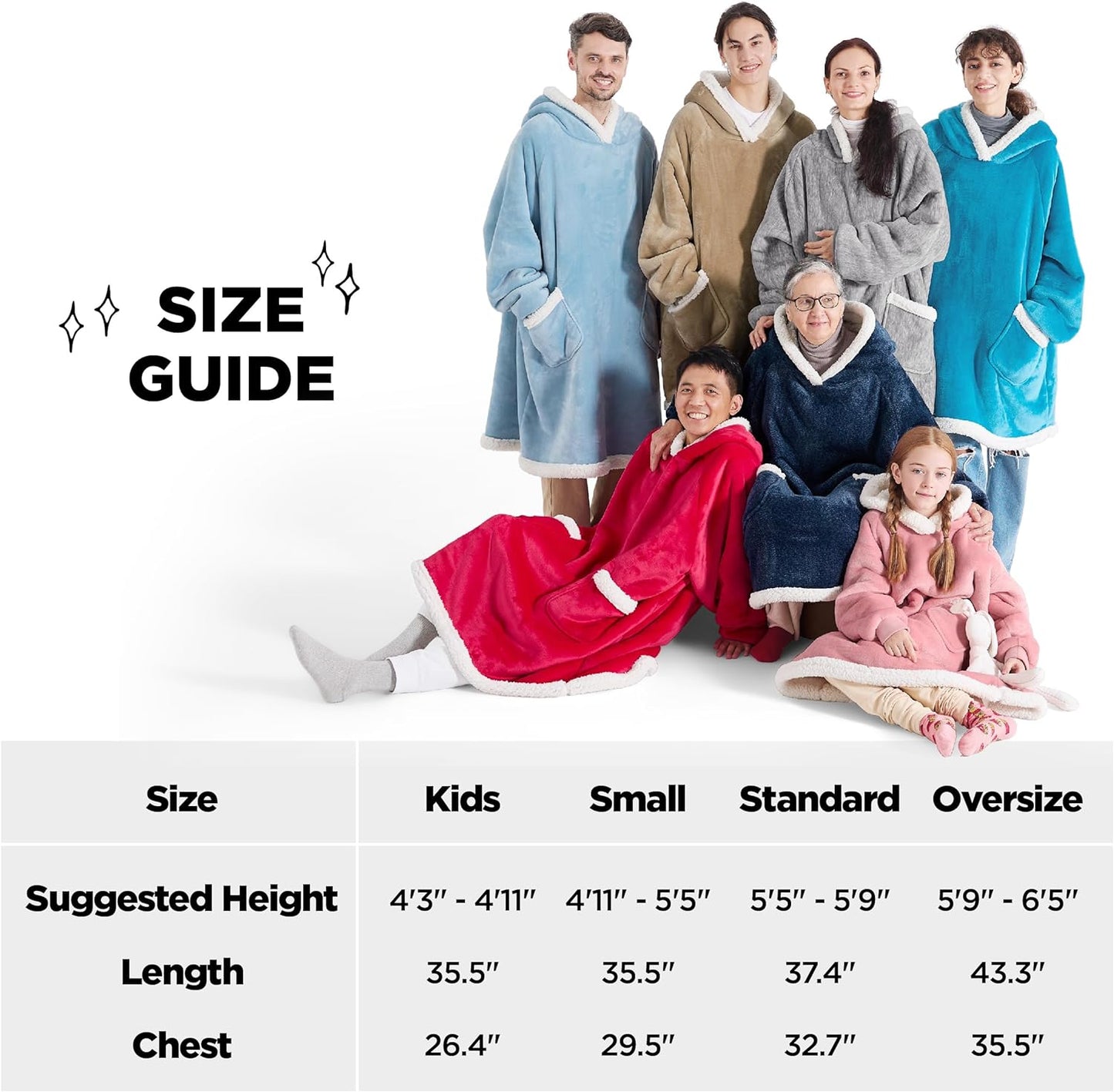 Bedsure Wearable Blanket Hoodie with Sleeves - Sherpa Hooded Blanket Adult as Warm Gifts for Mom Women Girlfriend Men, Winter Sweatshirt Blanket with Giant Pocket Purple (Standard, Ultra Violet)