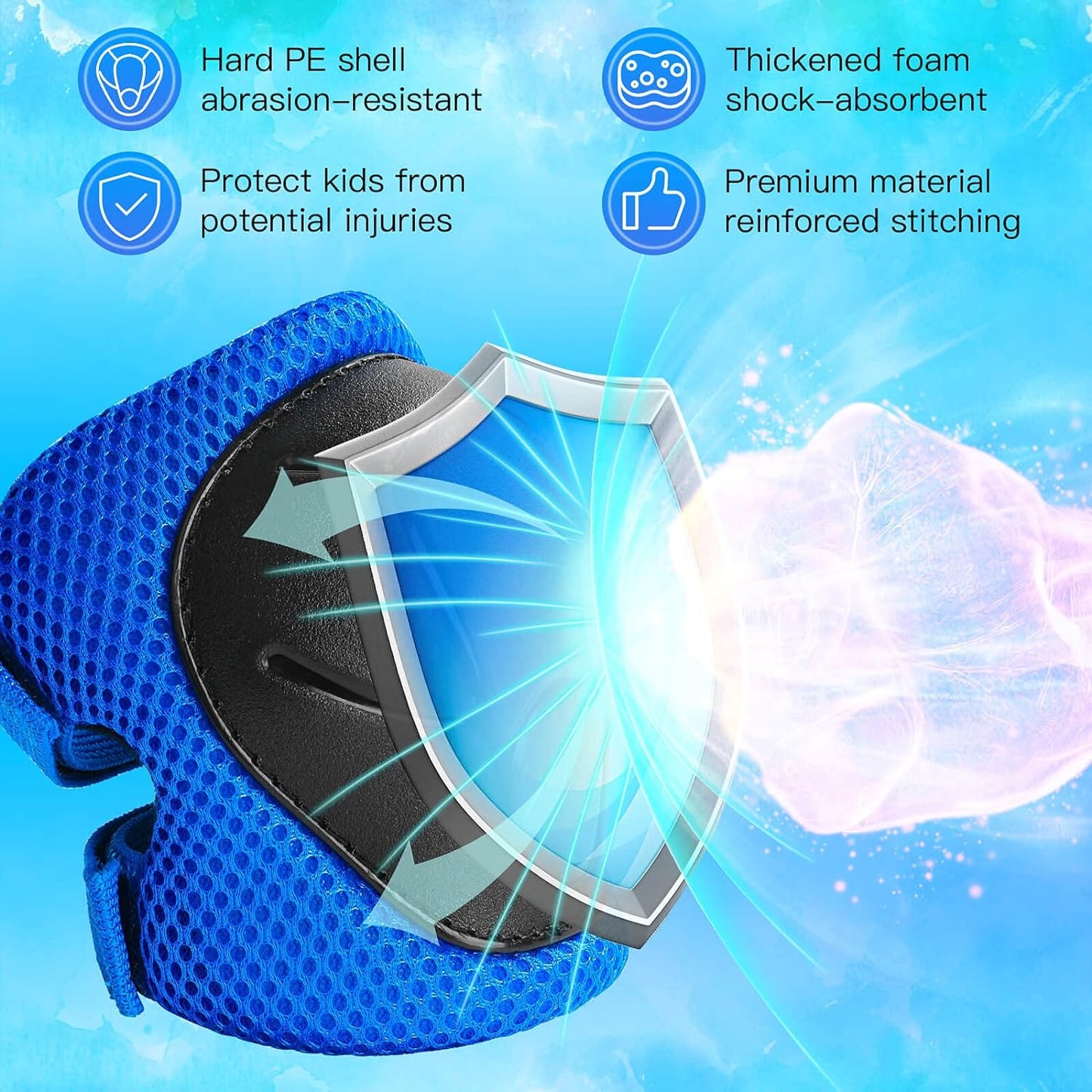 Wemfg Kids Protective Gear Set Knee Pads for Kids 3-14 Years Toddler Knee and Elbow Pads with Wrist Guards 3 in 1 for Skating Cycling Bike Rollerblading Scooter