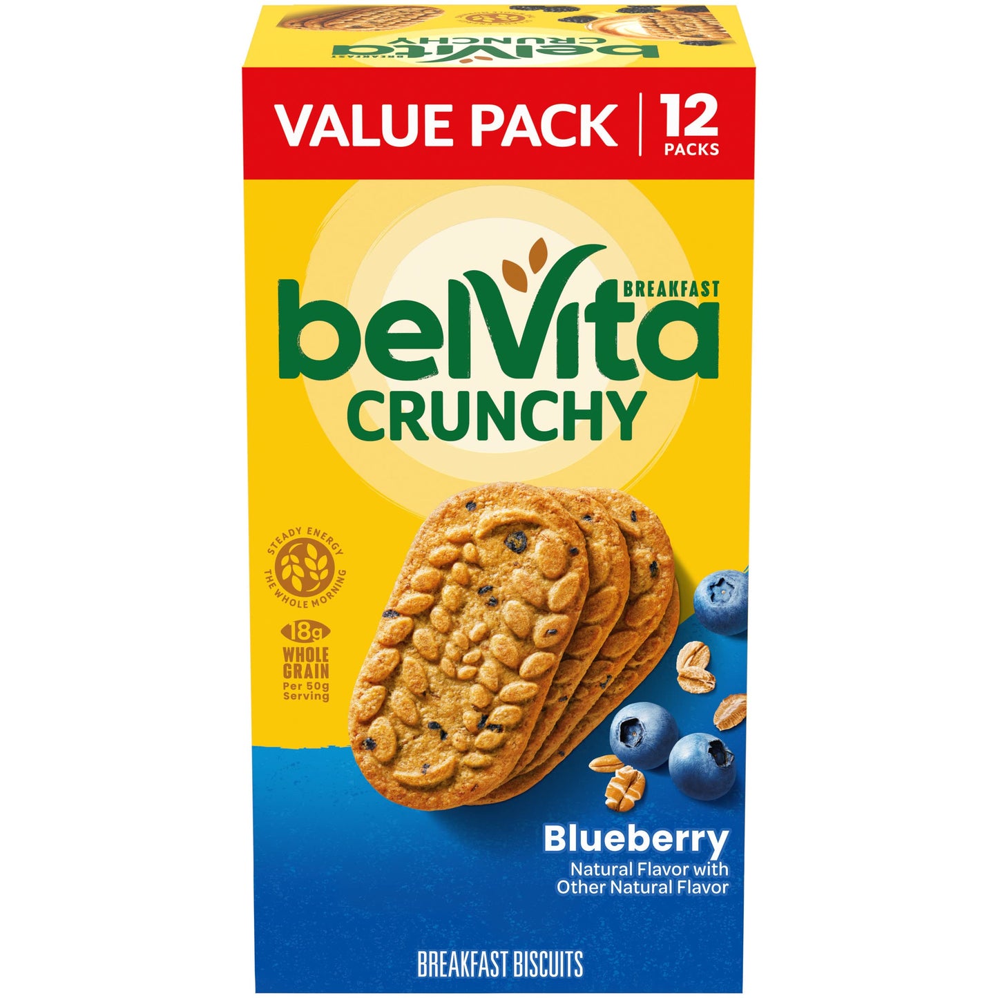 belVita Blueberry Breakfast Biscuits, Value Pack, 12 Packs (4 Biscuits Per Pack)