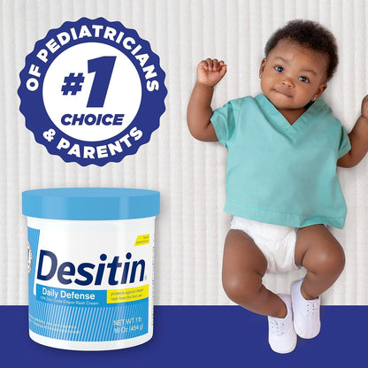 Desitin Daily Defense Baby Diaper Rash Cream with 13% Zinc Oxide, Barrier Cream to Treat, Relieve & Prevent Diaper Rash, Hypoallergenic, Dye-, Phthalate- & Paraben-Free, 16 oz