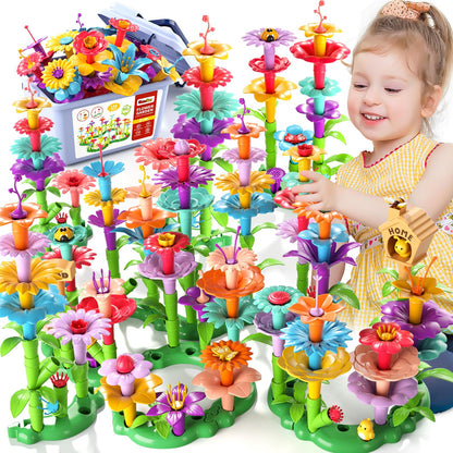 Garbo Star 148PCS Flower Garden Building Toys for 2 3 4 5 6 Year Old Girls, Educational Activity Preschool Birthday Gifts, Stem Toys for Kids Toddlers Ages 1-3 3-5